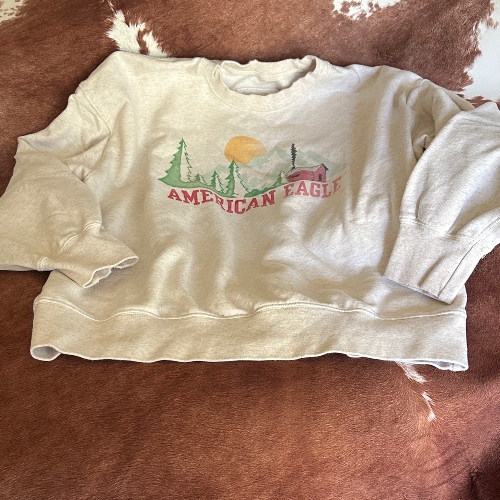 American Eagle Outfitters Graphic Cream Sweater